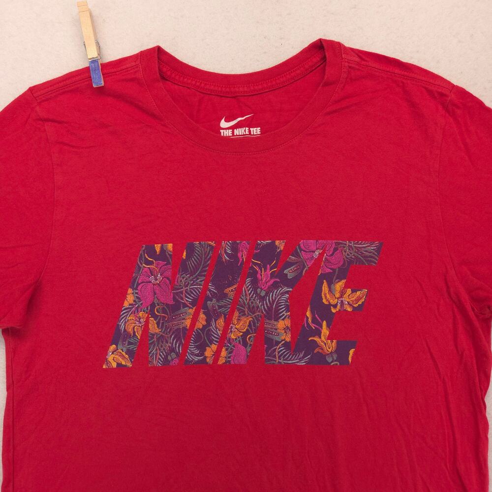 Nike Tee Casual Crew Neck Graphic Short Sleeve Shirt Mens Size Small S Red Blue